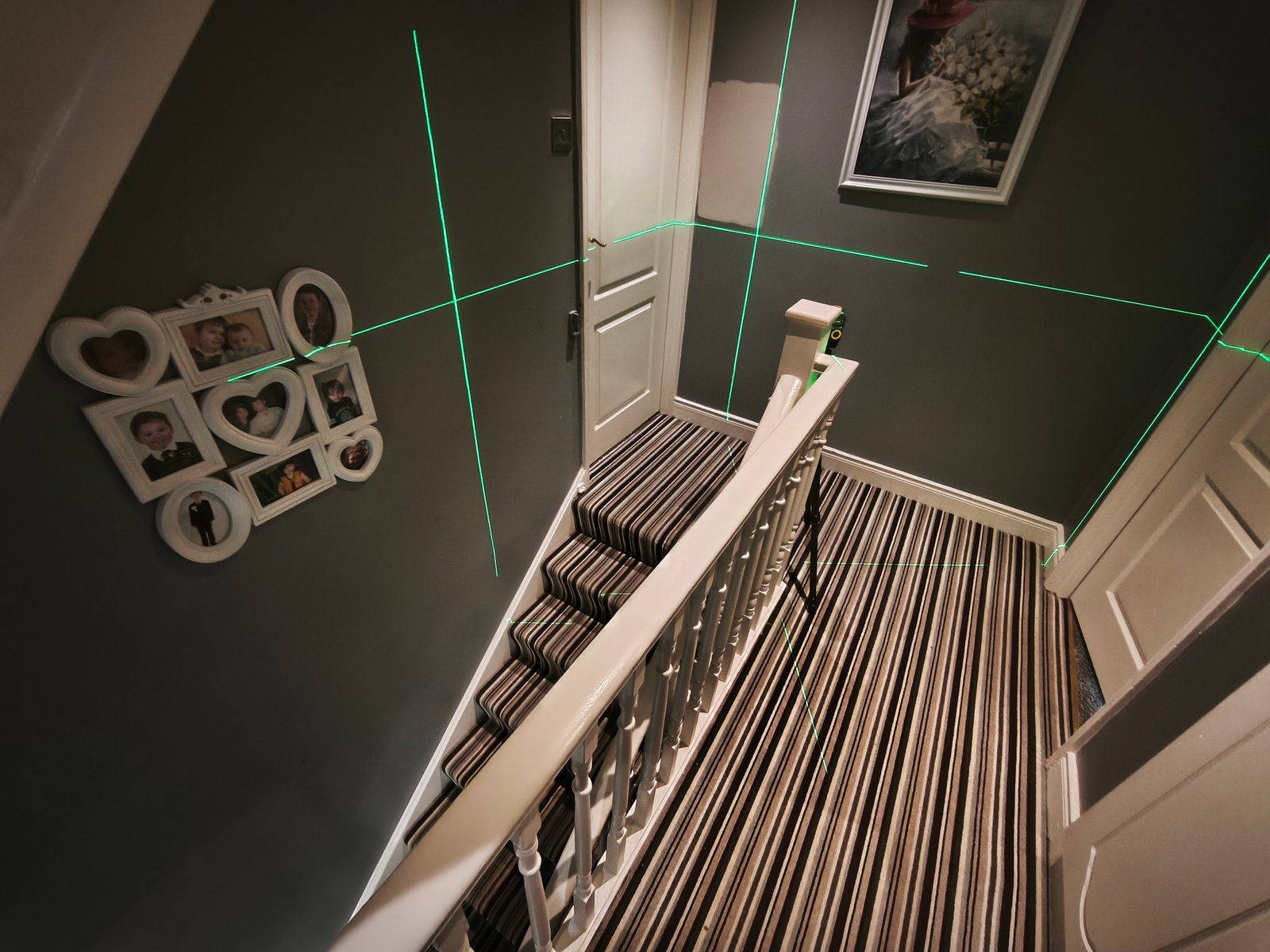 Wainscoting laid out with laser guide