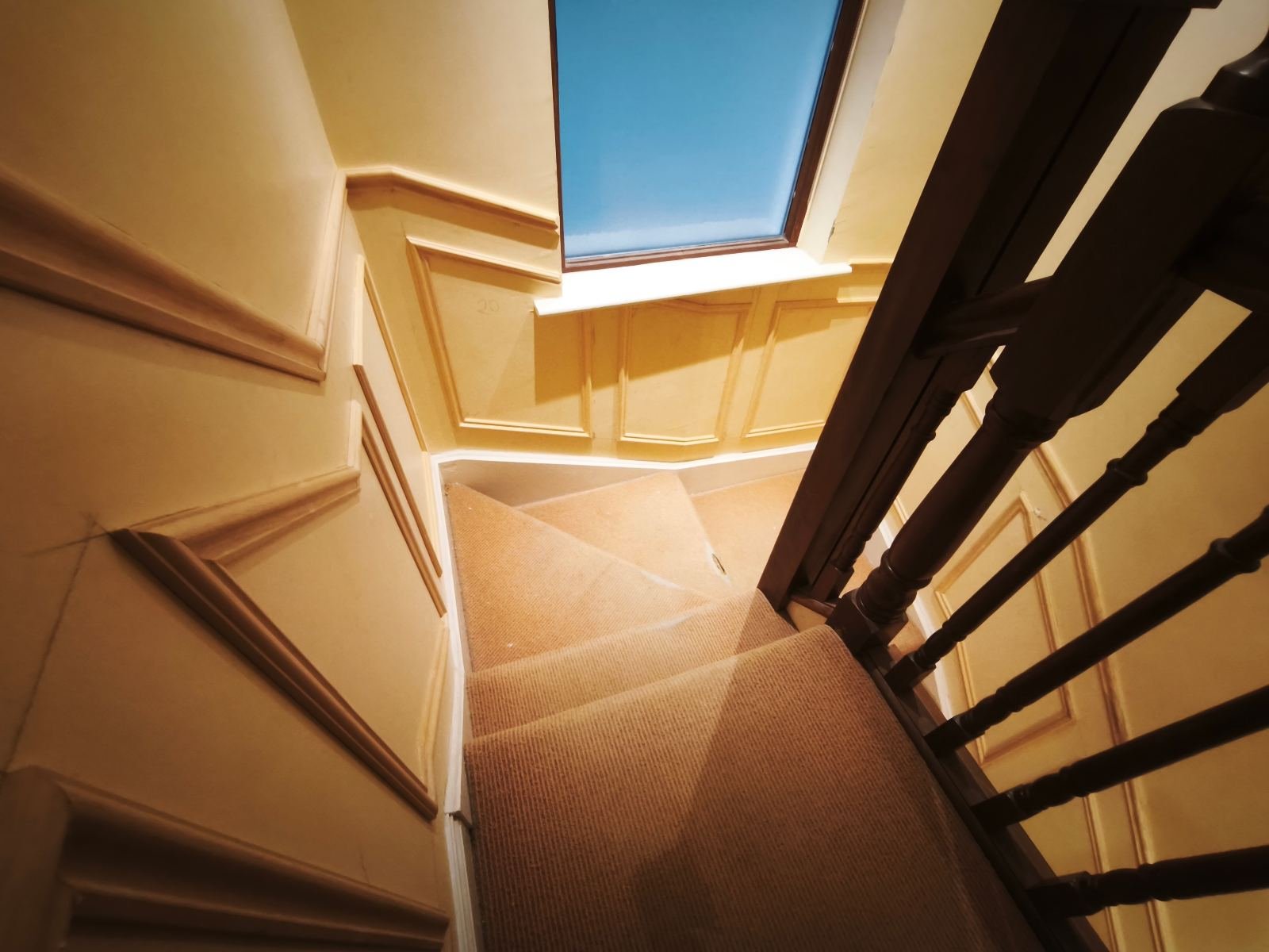 Wainscoting following a staircase and landing in a Dublin period home